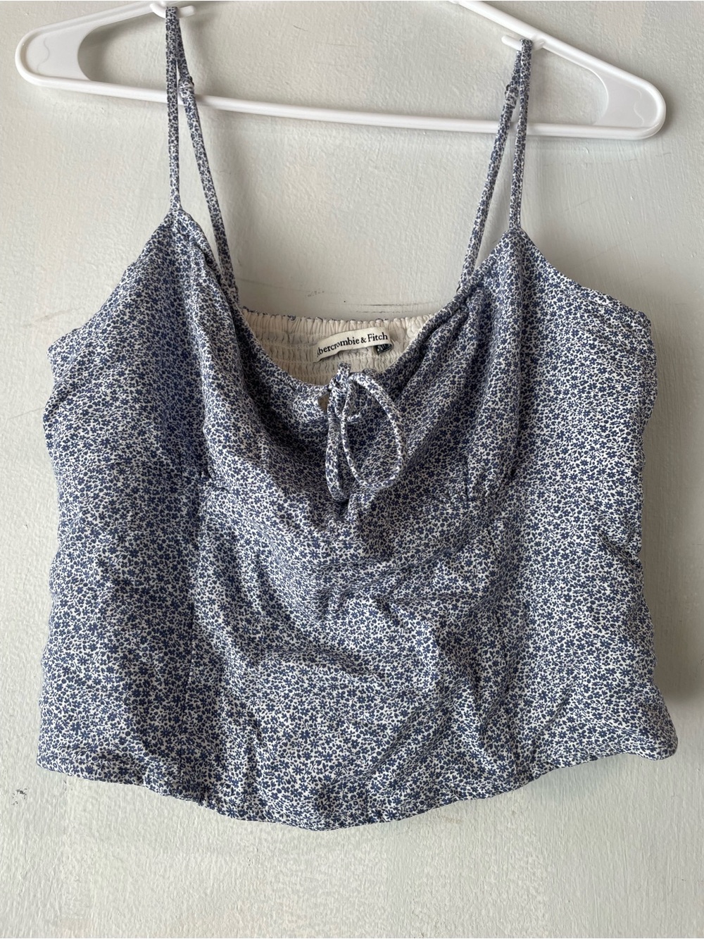 Abercrombie & Fitch Blue and White Floral Tie-Front Tank Top